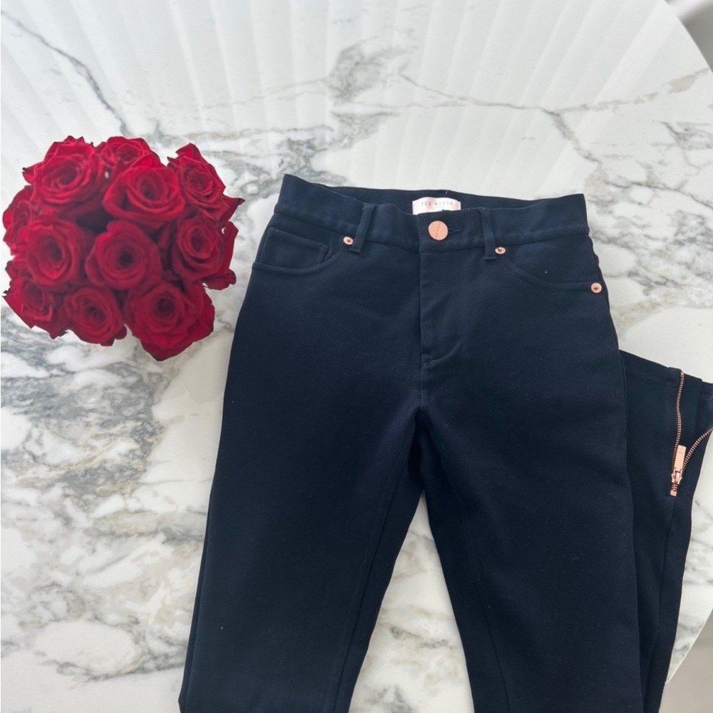 Ted Baker Stylish Black Pants with Rose Gold Accents